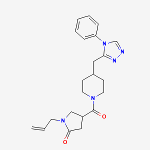 molecular formula C22H27N5O2 B4129751 1-allyl-4-({4-[(4-phenyl-4H-1,2,4-triazol-3-yl)methyl]piperidin-1-yl}carbonyl)pyrrolidin-2-one 