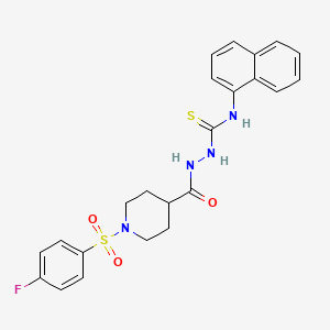 molecular formula C23H23FN4O3S2 B4129764 2-({1-[(4-fluorophenyl)sulfonyl]-4-piperidinyl}carbonyl)-N-1-naphthylhydrazinecarbothioamide 
