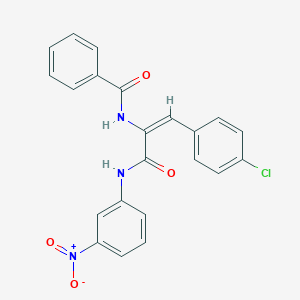 molecular formula C22H16ClN3O4 B412980 N-[2-(4-chlorophenyl)-1-({3-nitroanilino}carbonyl)vinyl]benzamide 