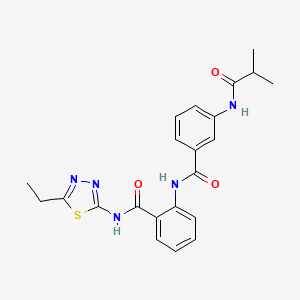 molecular formula C22H23N5O3S B4129800 N-(5-ethyl-1,3,4-thiadiazol-2-yl)-2-{[3-(isobutyrylamino)benzoyl]amino}benzamide 