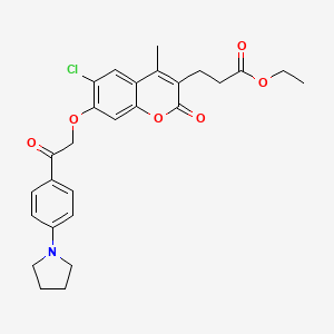 molecular formula C27H28ClNO6 B4129816 ethyl 3-(6-chloro-4-methyl-2-oxo-7-{2-oxo-2-[4-(1-pyrrolidinyl)phenyl]ethoxy}-2H-chromen-3-yl)propanoate 