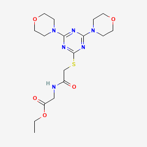 molecular formula C17H26N6O5S B4129832 ethyl N-{[(4,6-di-4-morpholinyl-1,3,5-triazin-2-yl)thio]acetyl}glycinate 