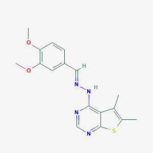 molecular formula C17H18N4O2S B412986 3,4-Dimethoxybenzaldehyde (5,6-dimethylthieno[2,3-d]pyrimidin-4-yl)hydrazone CAS No. 333776-00-4