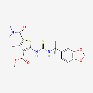 molecular formula C20H23N3O5S2 B4129860 methyl 2-[({[1-(1,3-benzodioxol-5-yl)ethyl]amino}carbonothioyl)amino]-5-[(dimethylamino)carbonyl]-4-methyl-3-thiophenecarboxylate 