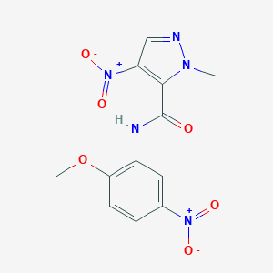 molecular formula C12H11N5O6 B412987 4-nitro-N-{5-nitro-2-methoxyphenyl}-1-methyl-1H-pyrazole-5-carboxamide 