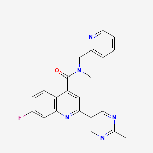 molecular formula C23H20FN5O B4129873 7-fluoro-N-methyl-N-[(6-methylpyridin-2-yl)methyl]-2-(2-methylpyrimidin-5-yl)quinoline-4-carboxamide 