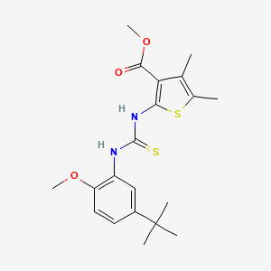 molecular formula C20H26N2O3S2 B4129874 methyl 2-({[(5-tert-butyl-2-methoxyphenyl)amino]carbonothioyl}amino)-4,5-dimethyl-3-thiophenecarboxylate 