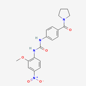 molecular formula C19H20N4O5 B4129895 N-(2-methoxy-4-nitrophenyl)-N'-[4-(1-pyrrolidinylcarbonyl)phenyl]urea 