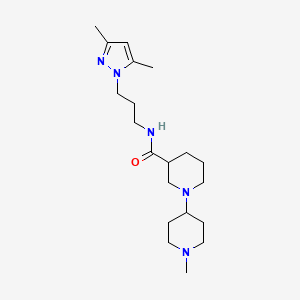 molecular formula C20H35N5O B4129929 N-[3-(3,5-dimethyl-1H-pyrazol-1-yl)propyl]-1'-methyl-1,4'-bipiperidine-3-carboxamide 