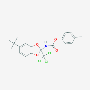 molecular formula C20H20Cl3NO4 B412996 4-Methylphenyl 5-tert-butyl-2-(trichloromethyl)-1,3-benzodioxol-2-ylcarbamate 