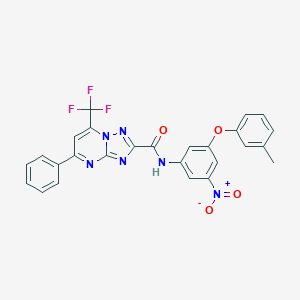 molecular formula C26H17F3N6O4 B412998 N-[3-(3-methylphenoxy)-5-nitrophenyl]-5-phenyl-7-(trifluoromethyl)-[1,2,4]triazolo[1,5-a]pyrimidine-2-carboxamide CAS No. 306765-98-0