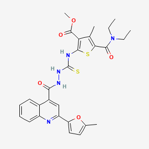 methyl 5-[(diethylamino)carbonyl]-4-methyl-2-{[(2-{[2-(5-methyl-2-furyl)-4-quinolinyl]carbonyl}hydrazino)carbonothioyl]amino}-3-thiophenecarboxylate