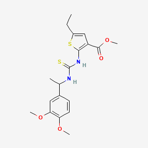 molecular formula C19H24N2O4S2 B4129984 methyl 2-[({[1-(3,4-dimethoxyphenyl)ethyl]amino}carbonothioyl)amino]-5-ethyl-3-thiophenecarboxylate 