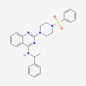 molecular formula C26H27N5O2S B4130022 N-(1-phenylethyl)-2-[4-(phenylsulfonyl)-1-piperazinyl]-4-quinazolinamine 