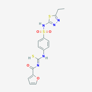 molecular formula C16H15N5O4S3 B413003 N-(5-ethyl-1,3,4-thiadiazol-2-yl)-4-{[(2-furoylamino)carbothioyl]amino}benzenesulfonamide CAS No. 331445-76-2