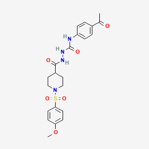 molecular formula C22H26N4O6S B4130096 N-(4-acetylphenyl)-2-({1-[(4-methoxyphenyl)sulfonyl]-4-piperidinyl}carbonyl)hydrazinecarboxamide 