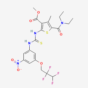 molecular formula C22H24F4N4O6S2 B4130104 methyl 5-[(diethylamino)carbonyl]-4-methyl-2-[({[3-nitro-5-(2,2,3,3-tetrafluoropropoxy)phenyl]amino}carbonothioyl)amino]-3-thiophenecarboxylate 