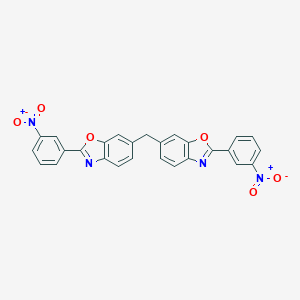 molecular formula C27H16N4O6 B413011 2-{3-Nitrophenyl}-6-[(2-{3-nitrophenyl}-1,3-benzoxazol-6-yl)methyl]-1,3-benzoxazole 