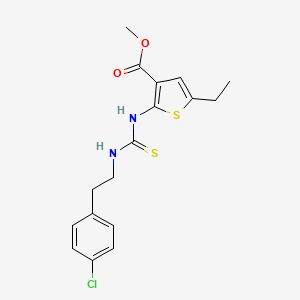 molecular formula C17H19ClN2O2S2 B4130127 methyl 2-[({[2-(4-chlorophenyl)ethyl]amino}carbonothioyl)amino]-5-ethyl-3-thiophenecarboxylate 