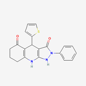 molecular formula C20H17N3O2S B4130142 3-hydroxy-2-phenyl-4-(2-thienyl)-2,4,6,7,8,9-hexahydro-5H-pyrazolo[3,4-b]quinolin-5-one 