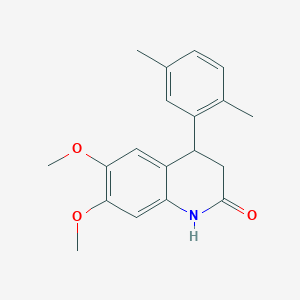 molecular formula C19H21NO3 B4130190 4-(2,5-dimethylphenyl)-6,7-dimethoxy-3,4-dihydro-2(1H)-quinolinone 