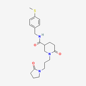 molecular formula C21H29N3O3S B4130290 N-[4-(methylthio)benzyl]-6-oxo-1-[3-(2-oxo-1-pyrrolidinyl)propyl]-3-piperidinecarboxamide 