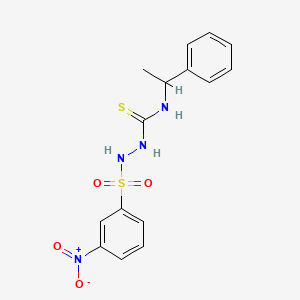 molecular formula C15H16N4O4S2 B4130302 2-[(3-nitrophenyl)sulfonyl]-N-(1-phenylethyl)hydrazinecarbothioamide 