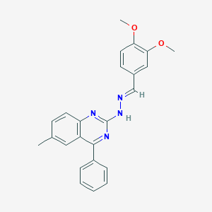 molecular formula C24H22N4O2 B413032 N-(3,4-Dimethoxy-benzylidene)-N'-(6-methyl-4-phenyl-quinazolin-2-yl)-hydrazine 