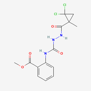 molecular formula C14H15Cl2N3O4 B4130347 methyl 2-[({2-[(2,2-dichloro-1-methylcyclopropyl)carbonyl]hydrazino}carbonyl)amino]benzoate 