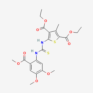 molecular formula C22H26N2O8S2 B4130358 diethyl 5-[({[4,5-dimethoxy-2-(methoxycarbonyl)phenyl]amino}carbonothioyl)amino]-3-methyl-2,4-thiophenedicarboxylate 