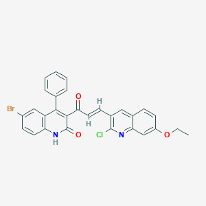 molecular formula C29H20BrClN2O3 B413036 6-bromo-3-[3-(2-chloro-7-ethoxy-3-quinolinyl)acryloyl]-4-phenyl-2(1H)-quinolinone 