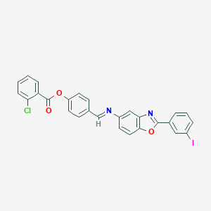 molecular formula C27H16ClIN2O3 B413039 4-({[2-(3-Iodophenyl)-1,3-benzoxazol-5-yl]imino}methyl)phenyl 2-chlorobenzoate 