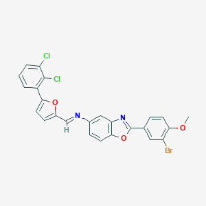 molecular formula C25H15BrCl2N2O3 B413040 2-(3-bromo-4-methoxyphenyl)-N-{[5-(2,3-dichlorophenyl)-2-furyl]methylene}-1,3-benzoxazol-5-amine 