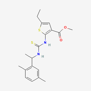 molecular formula C19H24N2O2S2 B4130406 methyl 2-[({[1-(2,5-dimethylphenyl)ethyl]amino}carbonothioyl)amino]-5-ethyl-3-thiophenecarboxylate 