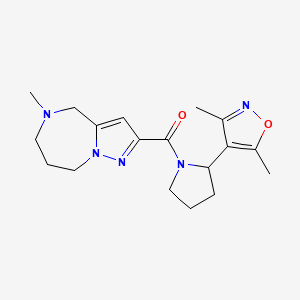 molecular formula C18H25N5O2 B4130413 2-{[2-(3,5-dimethylisoxazol-4-yl)pyrrolidin-1-yl]carbonyl}-5-methyl-5,6,7,8-tetrahydro-4H-pyrazolo[1,5-a][1,4]diazepine 