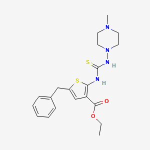 molecular formula C20H26N4O2S2 B4130437 ethyl 5-benzyl-2-({[(4-methyl-1-piperazinyl)amino]carbonothioyl}amino)-3-thiophenecarboxylate 