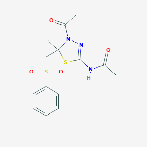 N-(4-acetyl-5-methyl-5-{[(4-methylphenyl)sulfonyl]methyl}-4,5-dihydro-1,3,4-thiadiazol-2-yl)acetamide