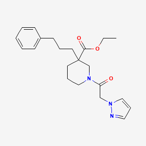 molecular formula C22H29N3O3 B4130489 ethyl 3-(3-phenylpropyl)-1-(1H-pyrazol-1-ylacetyl)-3-piperidinecarboxylate 