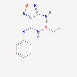 molecular formula C12H15N5O2 B413050 4-amino-N'-ethoxy-N-(4-methylphenyl)-1,2,5-oxadiazole-3-carboximidamide 