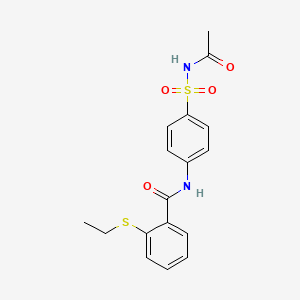 molecular formula C17H18N2O4S2 B4130501 N-{4-[(acetylamino)sulfonyl]phenyl}-2-(ethylthio)benzamide 