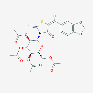3,5-bis(acetyloxy)-2-[(acetyloxy)methyl]-6-[5-(1,3-benzodioxol-5-ylmethylene)-4-oxo-2-thioxo-1,3-thiazolidin-3-yl]tetrahydro-2H-pyran-4-yl acetate