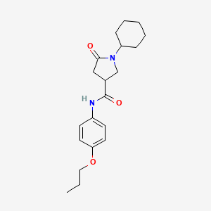 molecular formula C20H28N2O3 B4130533 1-cyclohexyl-5-oxo-N-(4-propoxyphenyl)-3-pyrrolidinecarboxamide 