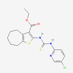 molecular formula C18H20ClN3O2S2 B4130541 ethyl 2-({[(5-chloro-2-pyridinyl)amino]carbonothioyl}amino)-5,6,7,8-tetrahydro-4H-cyclohepta[b]thiophene-3-carboxylate 