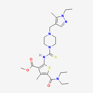 molecular formula C24H36N6O3S2 B4130569 methyl 5-[(diethylamino)carbonyl]-2-[({4-[(1-ethyl-5-methyl-1H-pyrazol-4-yl)methyl]-1-piperazinyl}carbonothioyl)amino]-4-methyl-3-thiophenecarboxylate 