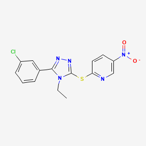 molecular formula C15H12ClN5O2S B4130584 2-{[5-(3-chlorophenyl)-4-ethyl-4H-1,2,4-triazol-3-yl]thio}-5-nitropyridine 