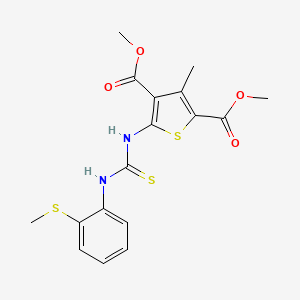 molecular formula C17H18N2O4S3 B4130593 dimethyl 3-methyl-5-[({[2-(methylthio)phenyl]amino}carbonothioyl)amino]-2,4-thiophenedicarboxylate 