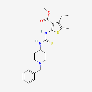 molecular formula C22H29N3O2S2 B4130604 methyl 2-({[(1-benzyl-4-piperidinyl)amino]carbonothioyl}amino)-4-ethyl-5-methyl-3-thiophenecarboxylate 