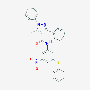 molecular formula C29H22N4O3S B413066 5-methyl-N-[3-nitro-5-(phenylsulfanyl)phenyl]-1,3-diphenyl-1H-pyrazole-4-carboxamide 
