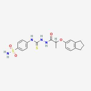 molecular formula C19H22N4O4S2 B4130754 N-[4-(aminosulfonyl)phenyl]-2-[2-(2,3-dihydro-1H-inden-5-yloxy)propanoyl]hydrazinecarbothioamide 
