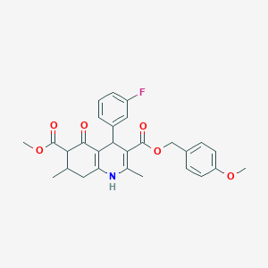 molecular formula C28H28FNO6 B4130762 3-(4-methoxybenzyl) 6-methyl 4-(3-fluorophenyl)-2,7-dimethyl-5-oxo-1,4,5,6,7,8-hexahydro-3,6-quinolinedicarboxylate 